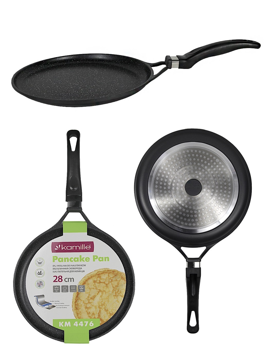 Сковорода блинная 28 см. из литого алюминия Kamille КМ-4476 с мраморным покрытием
