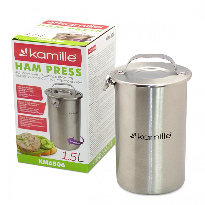 Ветчинница из нержавеющей стали с термометром 1.5 л. Kamille КМ 6506