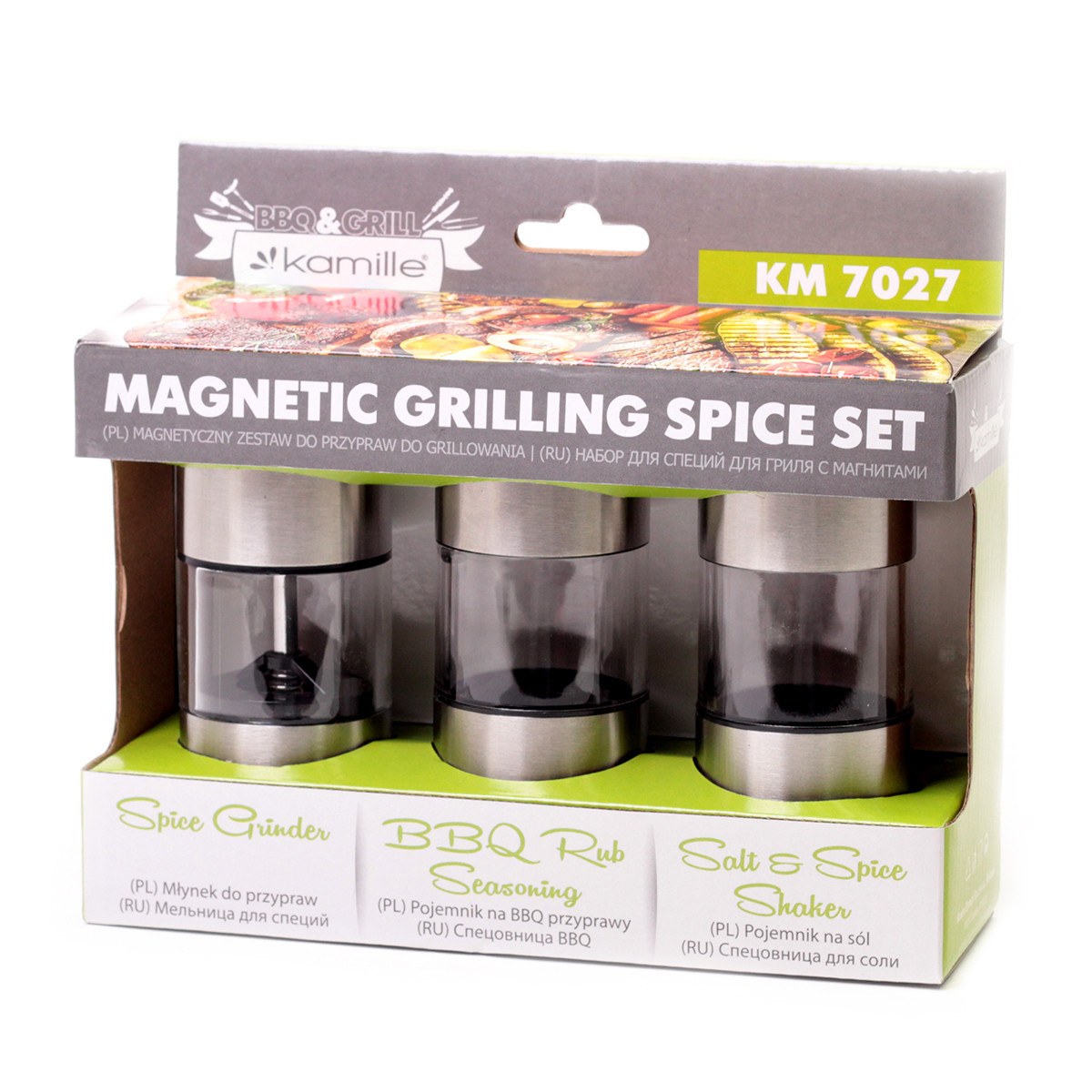 Набор для специй Kamille КМ-7027 (3 предмета) мельница, перечница, солонка