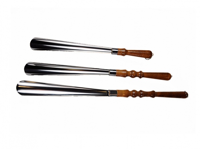 Рожок,обувная ложка мореный бук,нержавеющая сталь (средняя 55см)