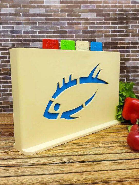 Набор разделочных досок на подставке(Бежевый) Рыбка ЛБ-177//10шт.упак.