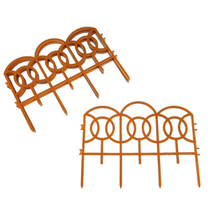 Ограждение декоративное, 34 х 300 см, 7 секций, пластик, оранжевое, «Барокко»