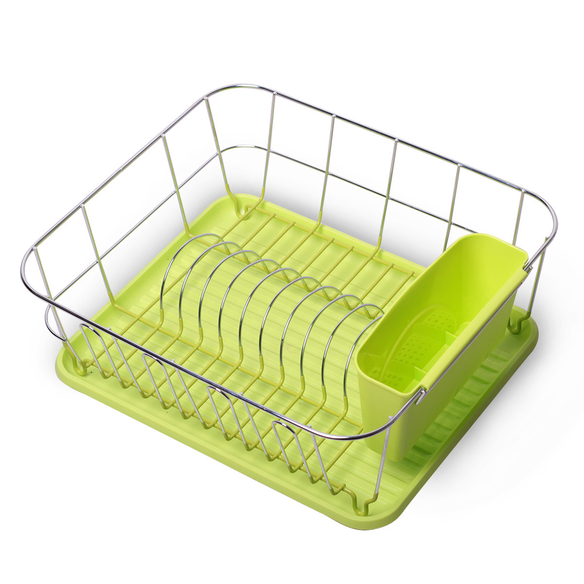 Сушилка для посуды 37х33х13,5 см. из хромированной стали с поддоном (зеленый) Kamille KM-0763A
