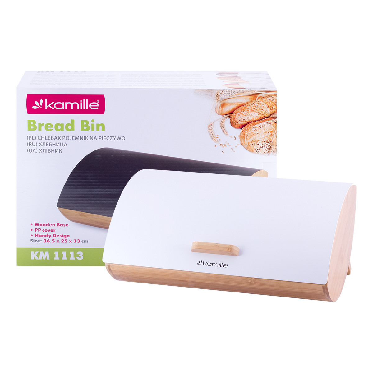 Хлебница 35х25х16 см (бамбук, нержавеющая сталь) Kamille KM-1113
