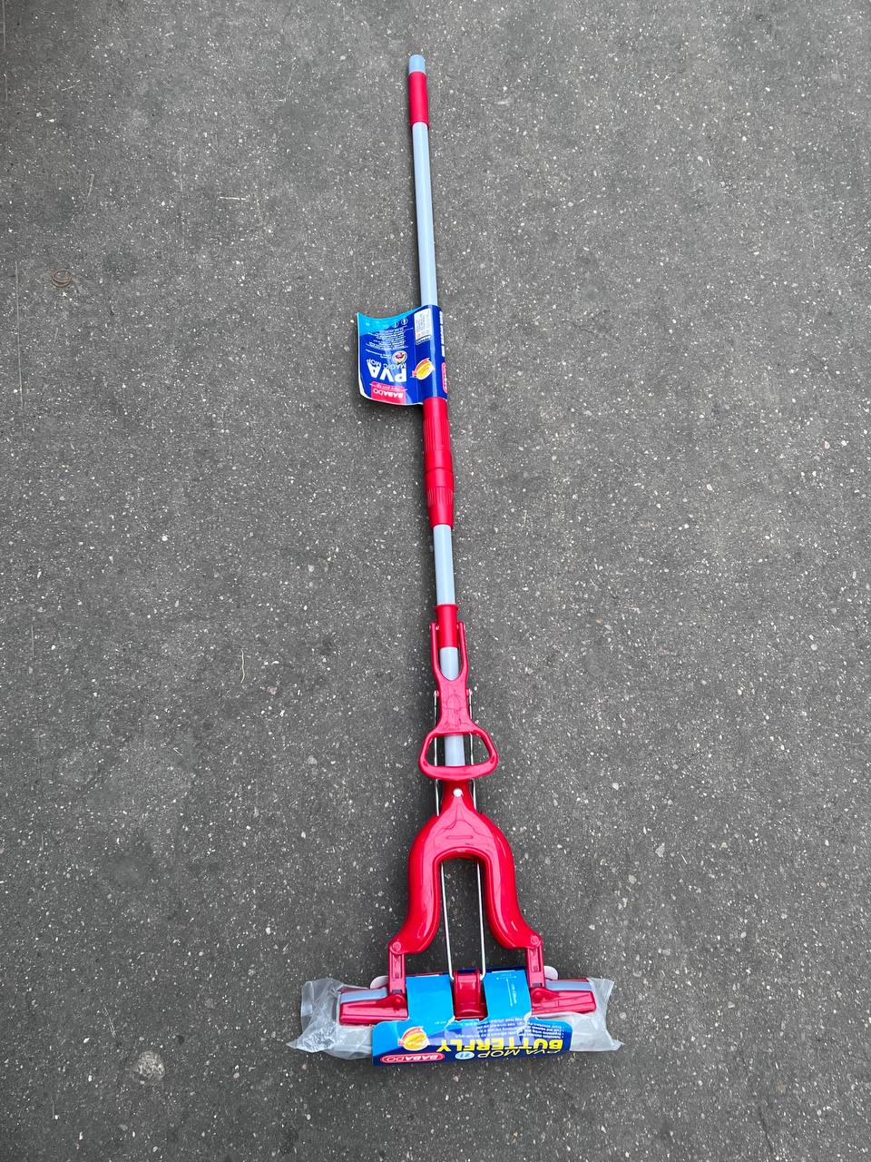 Швабра PVA со складным отжимом, телескопическая стальная ручка 27х6х100(130) см, "BABADO".