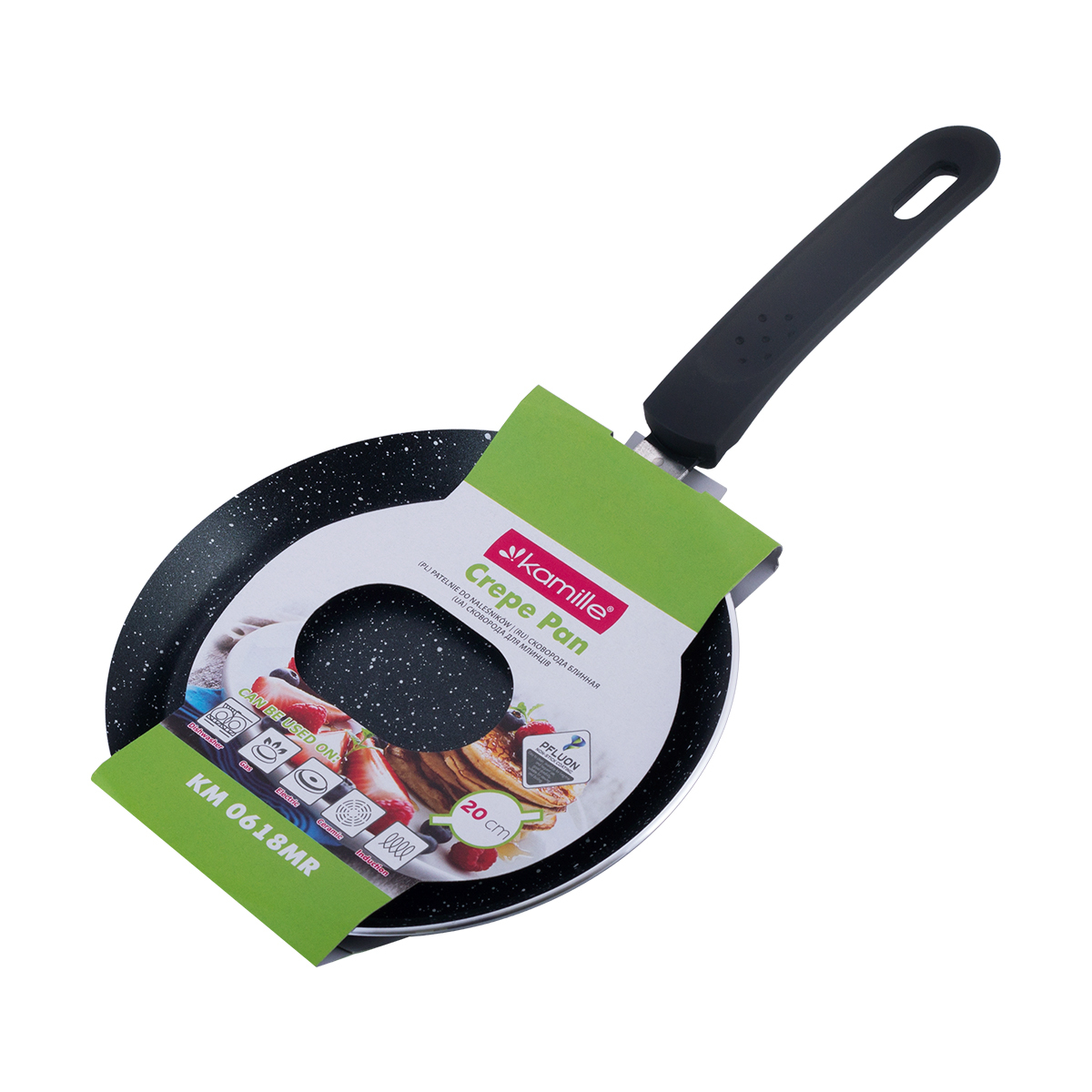 Сковорода блинная 20 см. из алюминия Kamille KM-0618MR (индукция) с мраморным покрытием
