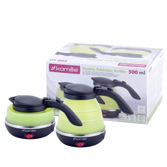 Чайник 0,5 л. Kamille KM1723 электрический силиконовый , зелёный с чёрным