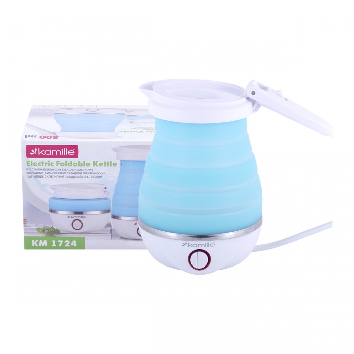 Чайник 0,8 л. Kamille KM1724 электрический силиконовый, голубой с белым