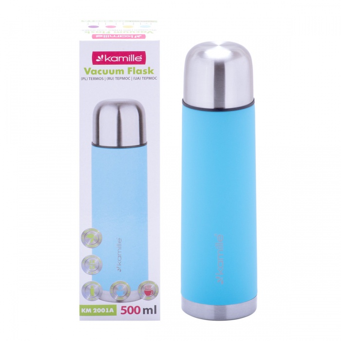 Термос 500 мл из нержавеющей стали с прорезиненным покрытием Kamille KM-2001A