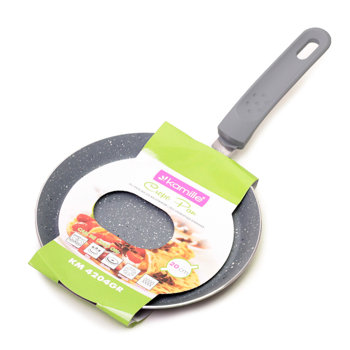 Сковорода блинная Ø20см из алюминия с гранитным покрытием (индукция) Kamille KM-4204GR