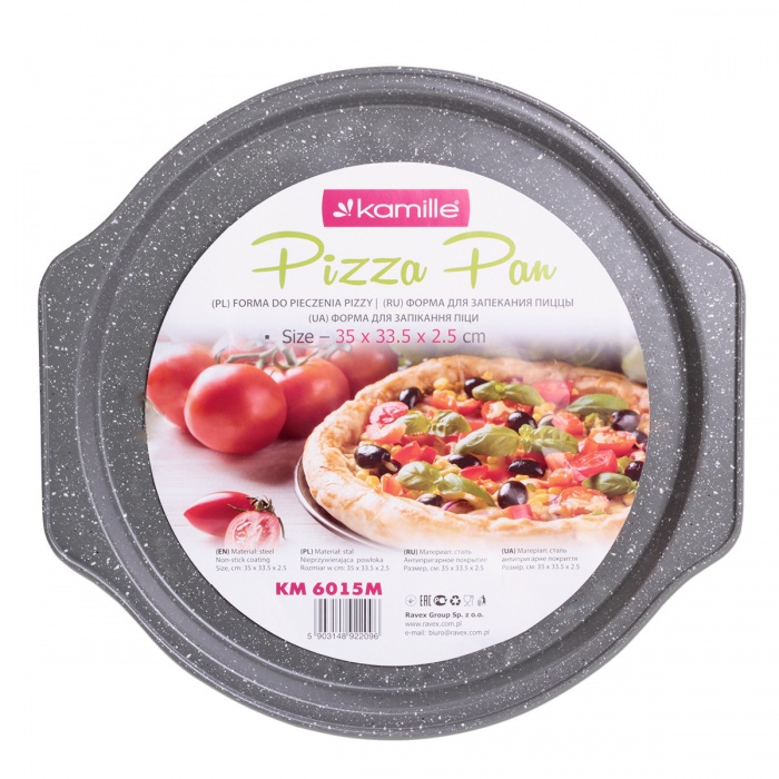 Форма для запекания пиццы Kamille KM 6015M с мраморным покрытием из углеродистой стали 35х33.5х2.5 см