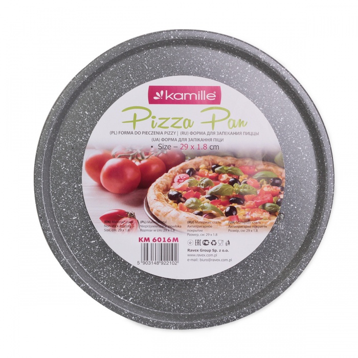 Форма для запекания пиццы Ø29 см Kamille KM 6016M из углеродистой стали с мраморным покрытием