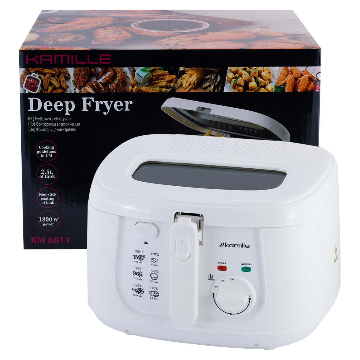 Фритюрница электрическая 2,5 л. 1800 Вт. Kamille KM 6811