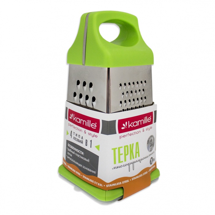 Терка из нержавеющей стали с контейнером Kamille KM-7202 (21 см.) 4 типа лезвий