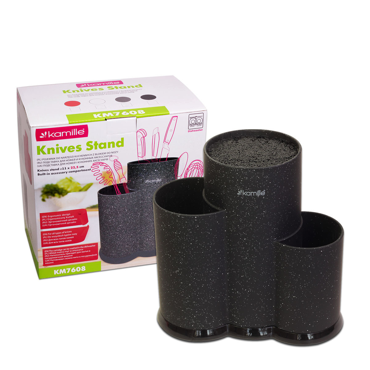 Подставка для ножей и кухонных принадлежностей тройная Kamille KM-7608 (22 см)