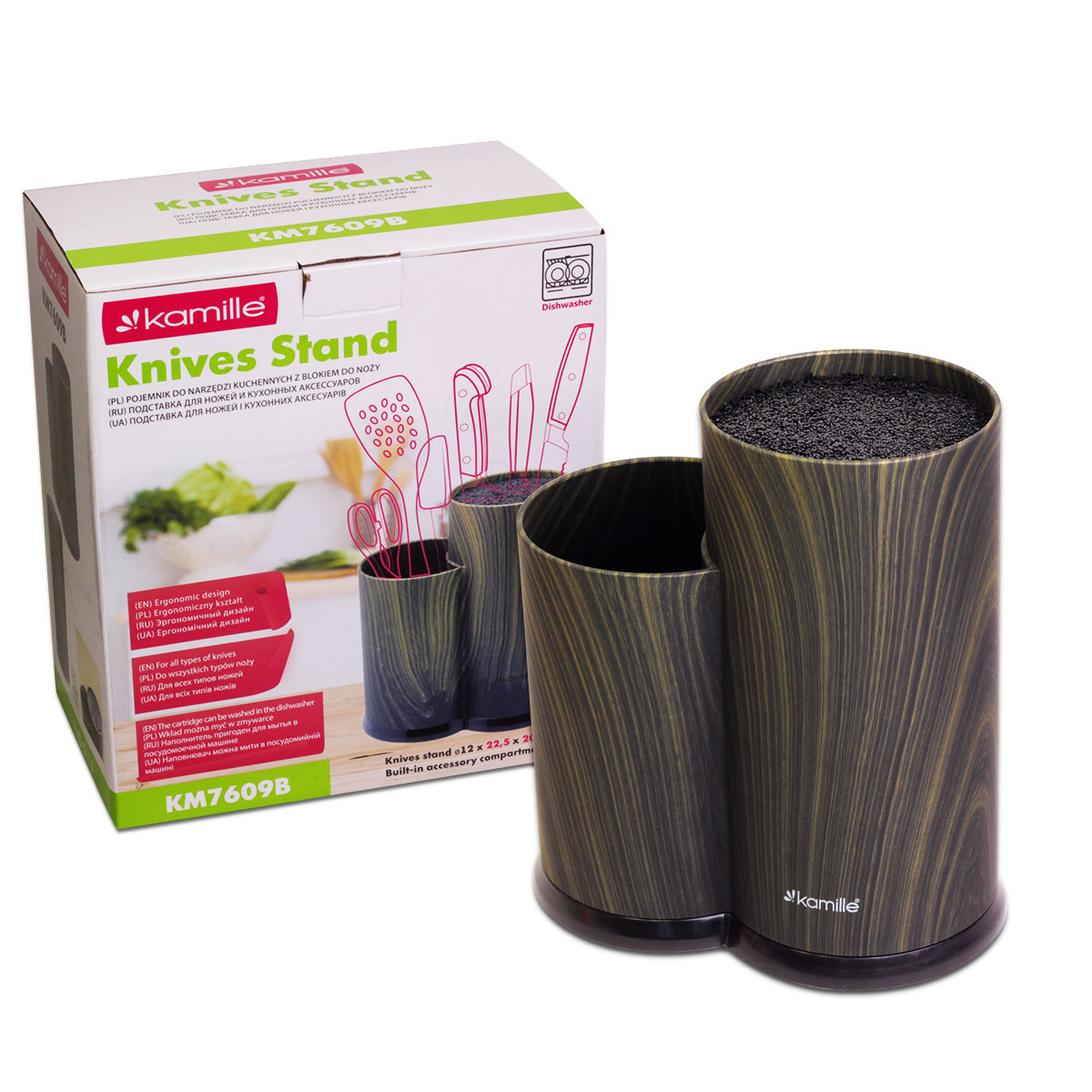 Подставка для ножей и кухонных принадлежностей Kamille КМ-7609B двойная 22 см
