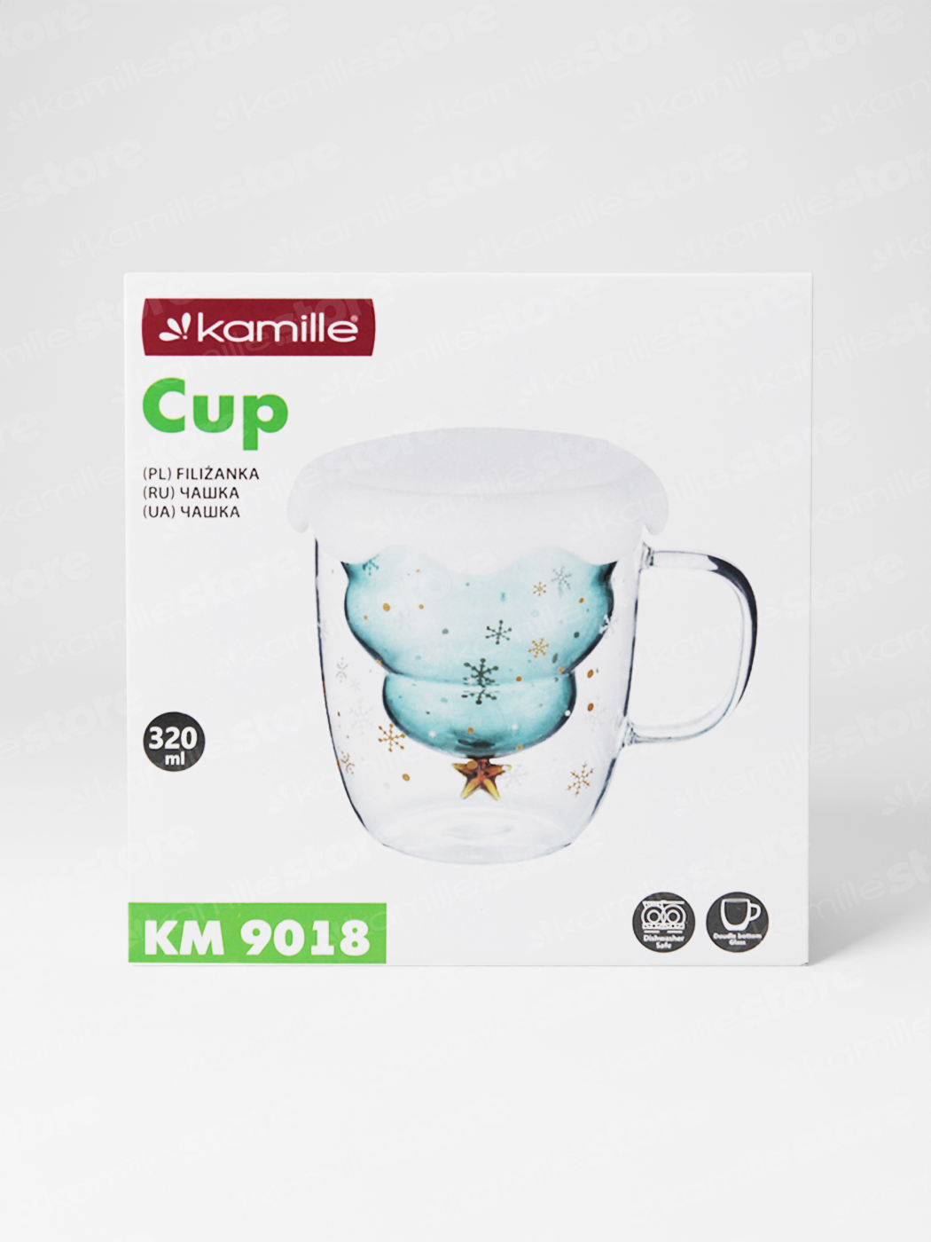 Чашка стеклянная подарочная 320 мл. Kamille KM 9018 с двойными стенками
