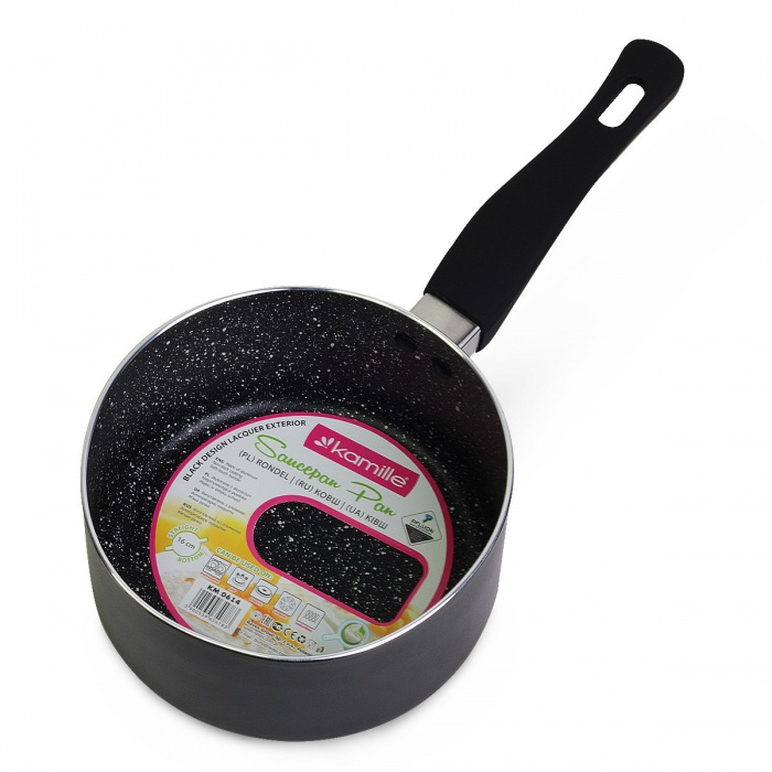 Ковш 1.3 л. из алюминия с мраморным покрытием без крышки (Ø16х6.5 см) Kamille KM-0613MR