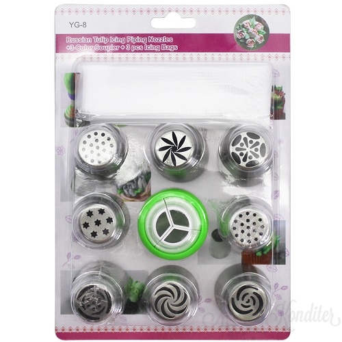 Набор кондитерских насадок и переходник для трехцветного декорирования