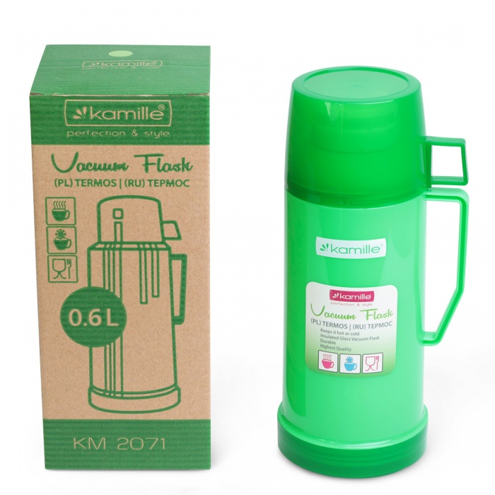 Термос 450 мл пластиковый со стеклянной колбой (1 чашка) Kamille КМ2070