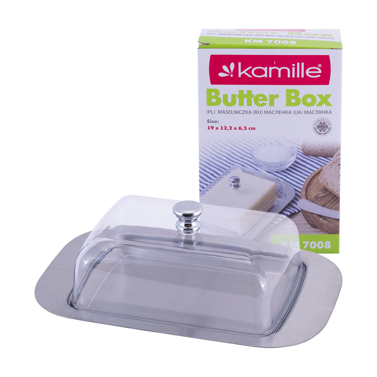 Масленка 18,5х12,5х6,5 см. из нержавеющей стали Kamille KM-7008
