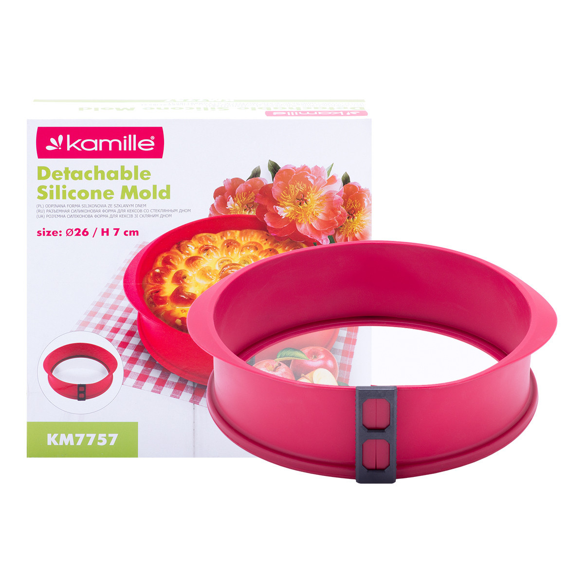 Форма силиконовая круглая разъемная, со стеклянным дном Kamille KM 7757