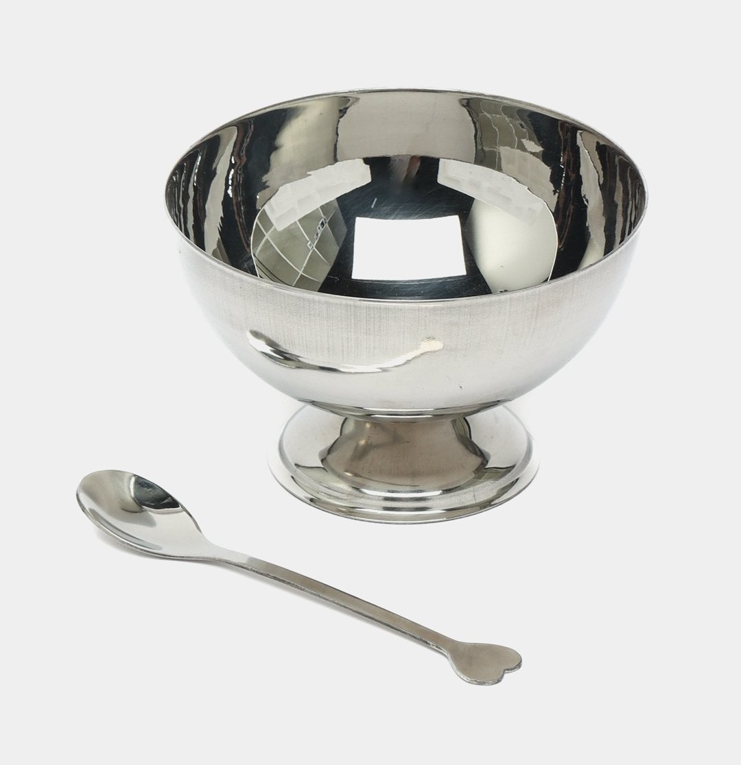 Креманка с вилкой, металл, 10х10х6.8см, Salad cup