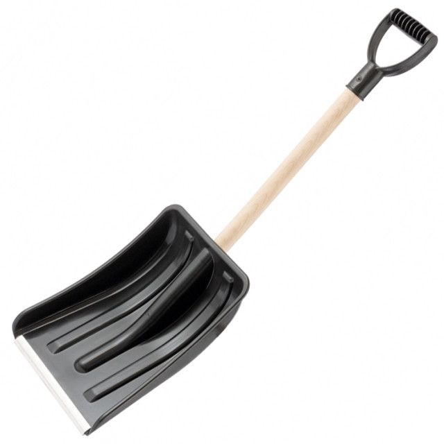 Лопата автомобильная для уборки снега пластмассовая с деревянной ручкой