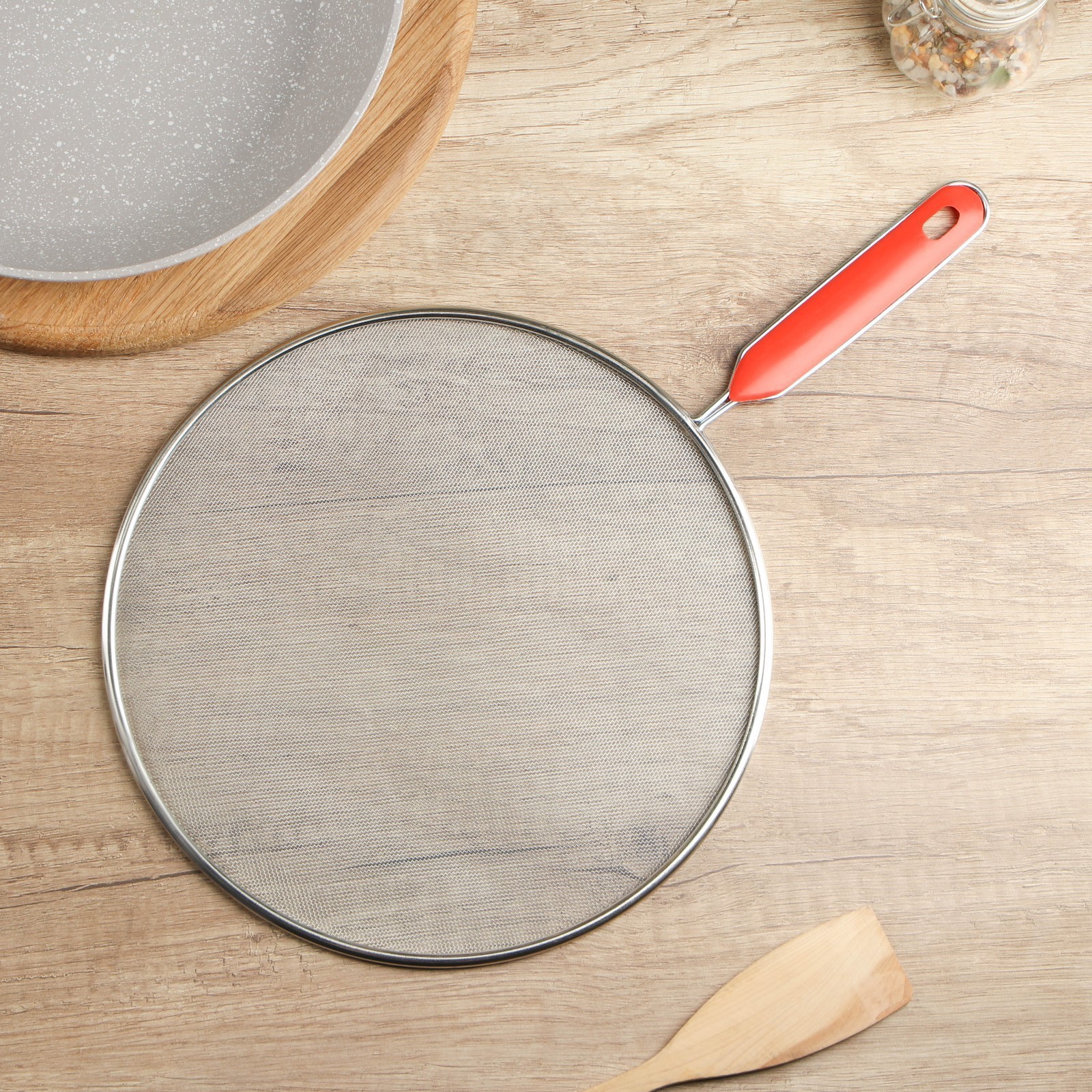 Сито плоское с ручка "Экран от брызг" 28 см.