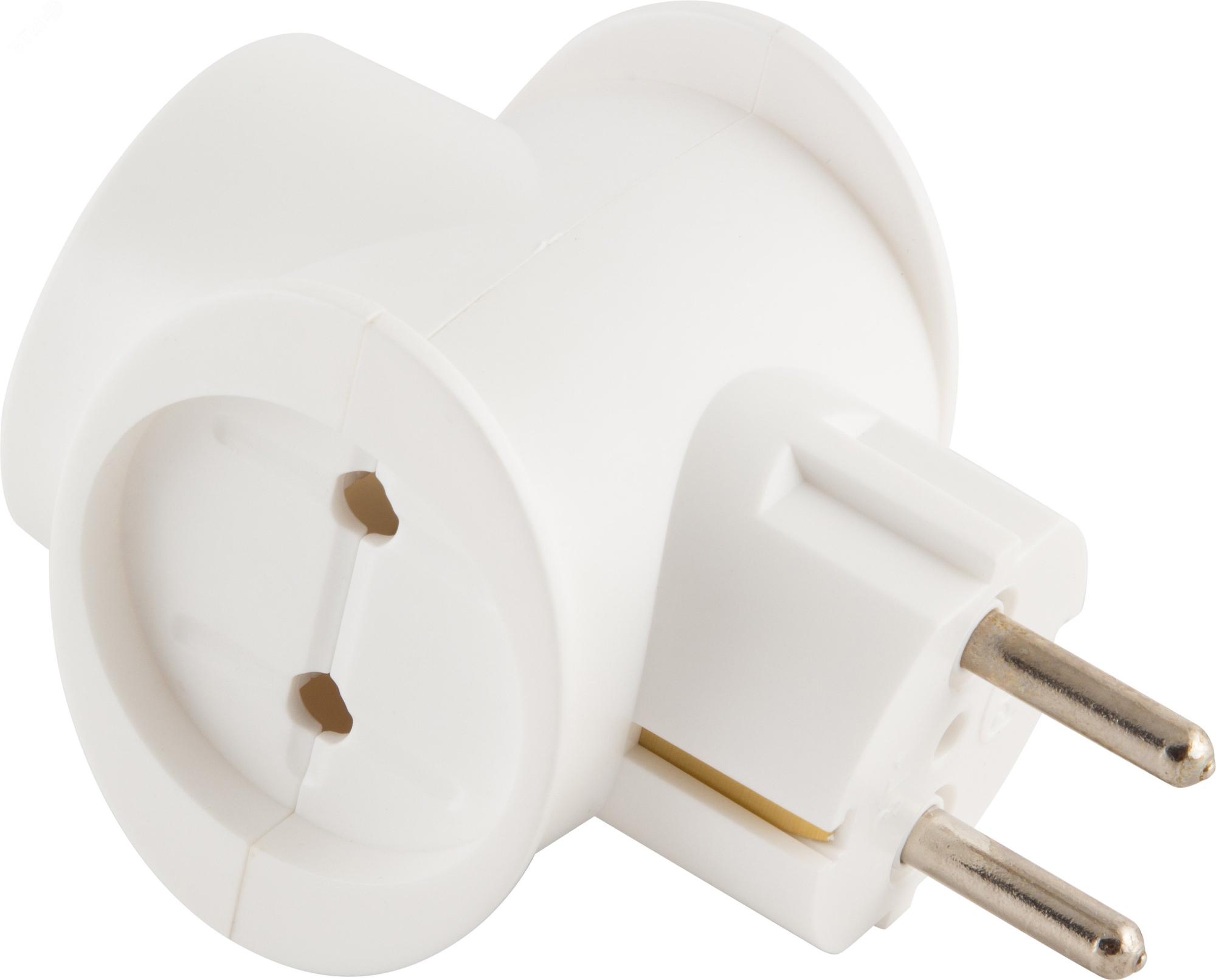 Разветвитель Toker 3Т1, 16 А, трехместный, с з/к, белый