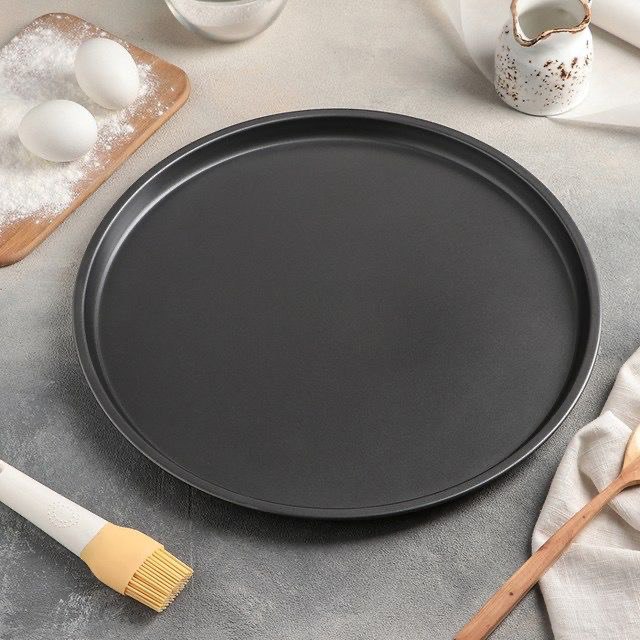 Форма для выпечки пиццы с антипригарным покрытием, круглая d=26см, углеродистая сталь, цвет чёрный