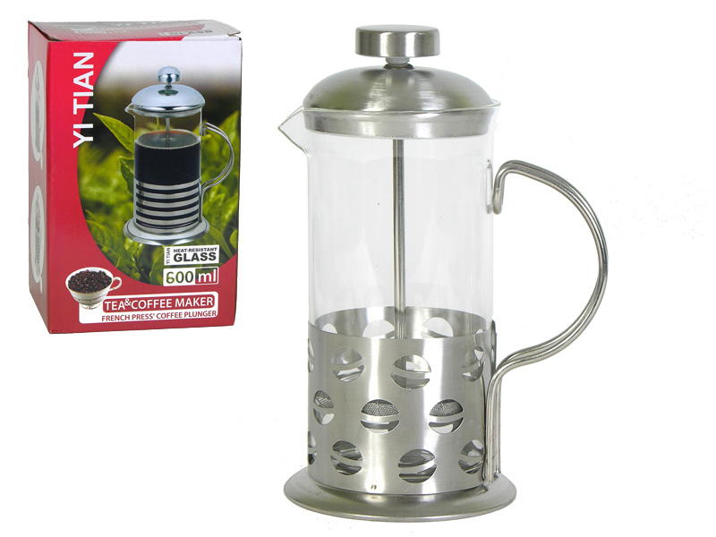 Чайник Френч-пресс (заварник) 600мл стекло/металл