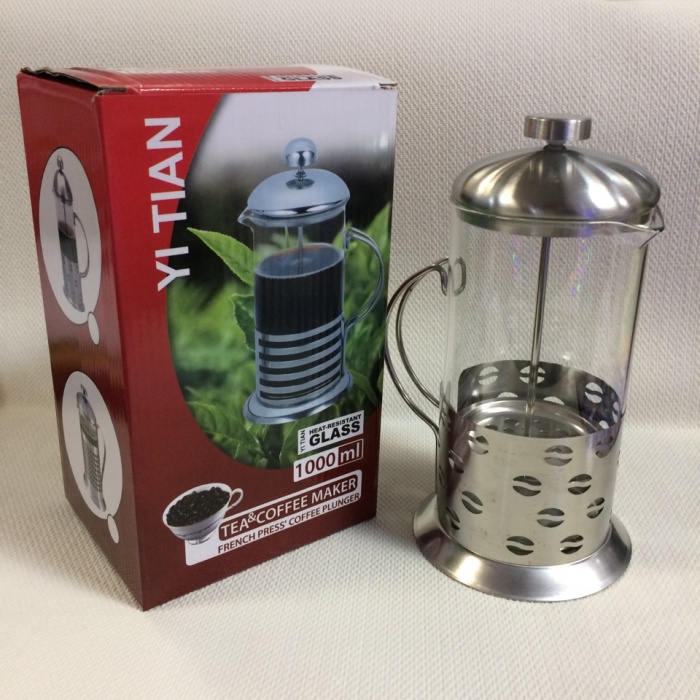 Чайник Френч-пресс (заварник) 1000мл стекло/металл