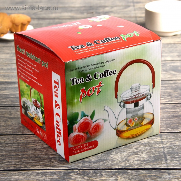 Чайник заварочный «Цветочная фантазия», с металлическим ситом, 1,4 л