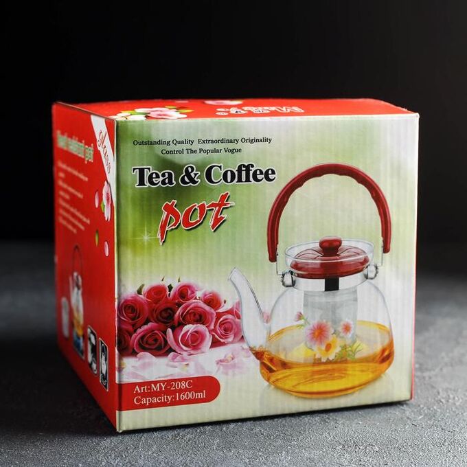 Чайник заварочный «Цветочная фантазия», с металлическим ситом, 1,6 л