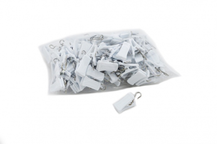 Зажимы для штор (белые 100шт) с стальным крючком