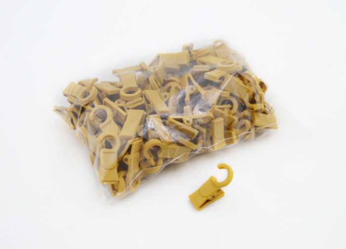 Зажимы для штор (бежевый 100шт) с пластиковым крючком