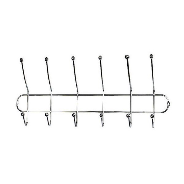 Вешалка настенная металлическая на 6 крючков, длина 48 см.