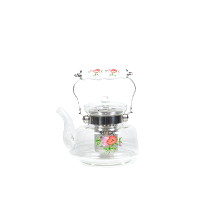 Чайник стеклянный заварочный термостойкий с керамич. ручкой *Vertex-Cameroon* 1200 мл 8001- VS