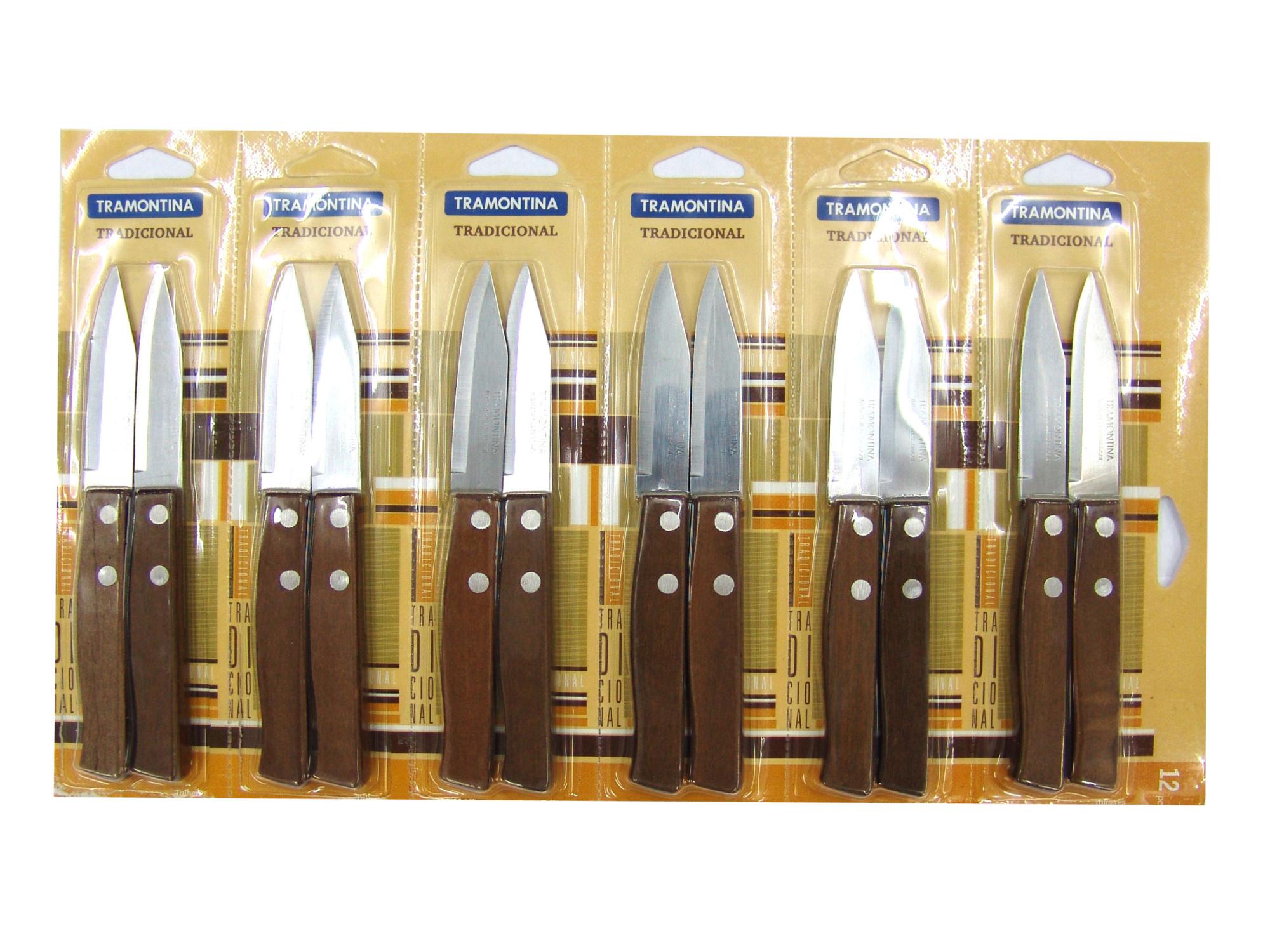 Нож кухонный Tramontina Tradiciona деревяный для овощей лезвие 7.5 см, цена за 12шт. на блистере.