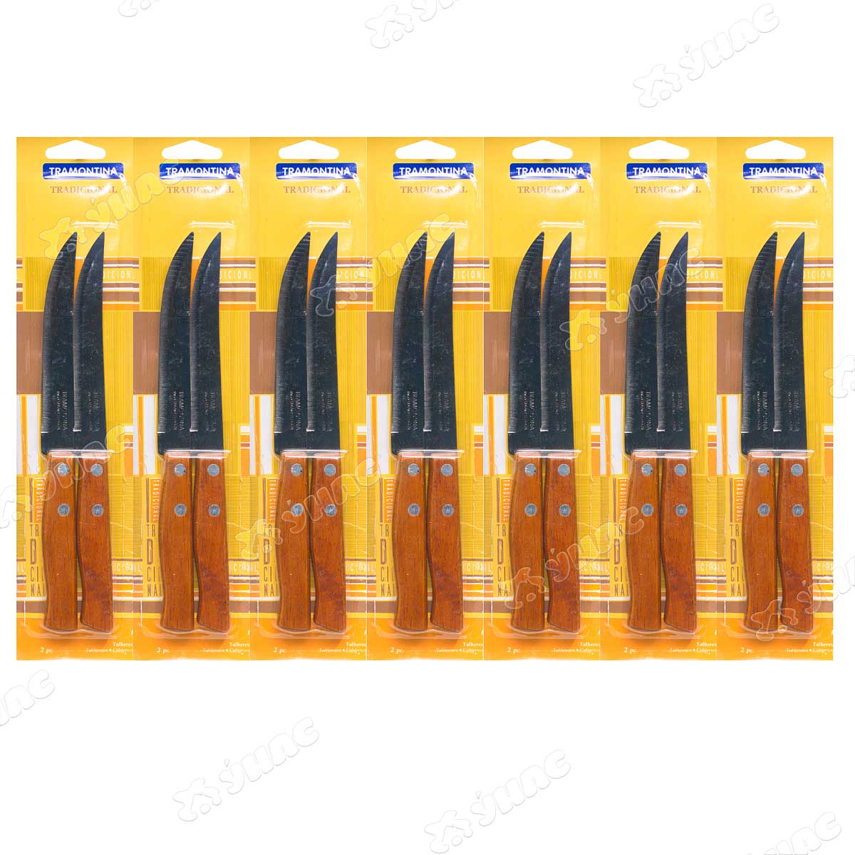 Нож кухонный Tramontina Tradiciona деревяный гладкий, для мяса и овощей лезвие 11 см, цена за 12шт. на блистере