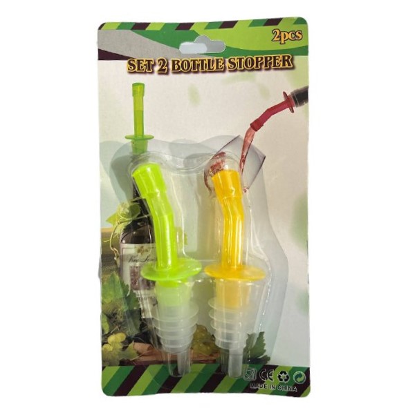 Пробка-дозатор для бутылки, пластик, в ассортименте, 2шт