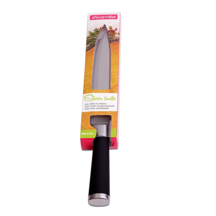 Нож кухонный разделочный для мяса Kamille KM-5191 (лезвие 20 см, рукоятка 14,5 см) из нержавеющей стали_small