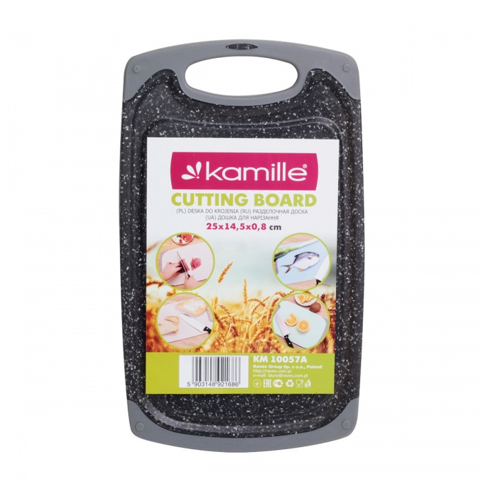 Доска разделочная Kamille KM 10057A пластиковая (серый мрамор) 14.5х25х0.8 см_small