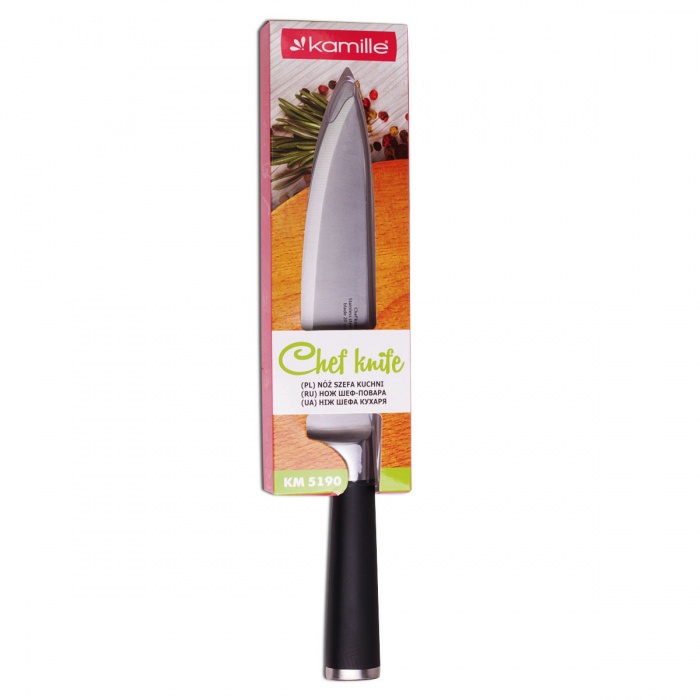 Нож кухонный Шеф-повар из нержавеющей стали Kamille КМ-5190 (лезвие 20 см, рукоятка 14,5 см)_small