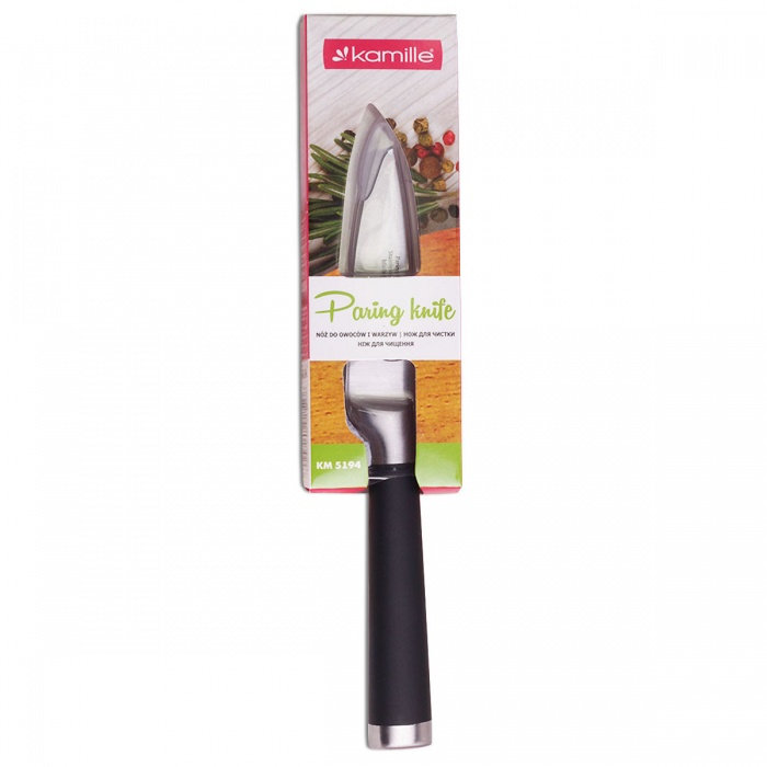 Нож кухонный для чистки овощей из нержавеющей стали Kamille КМ-5194 (лезвие 9 см, рукоятка 11,5 см)_small