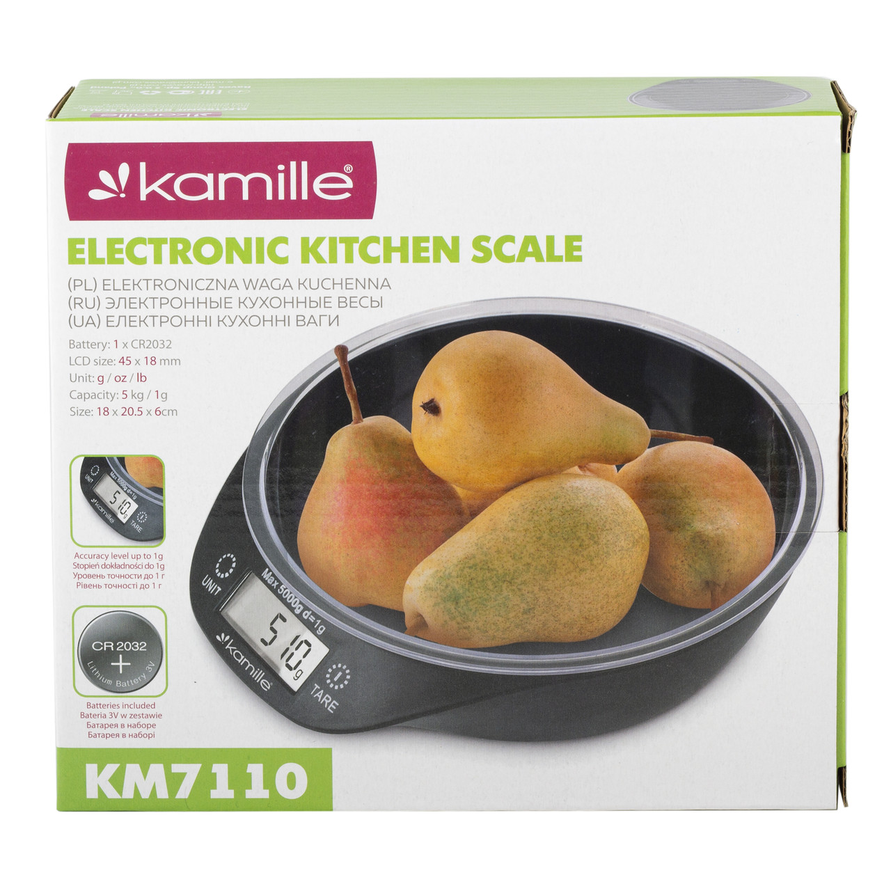 Весы кухонные электронные Kamille KM-7110 с чашей (18х20,5х6 см) _small