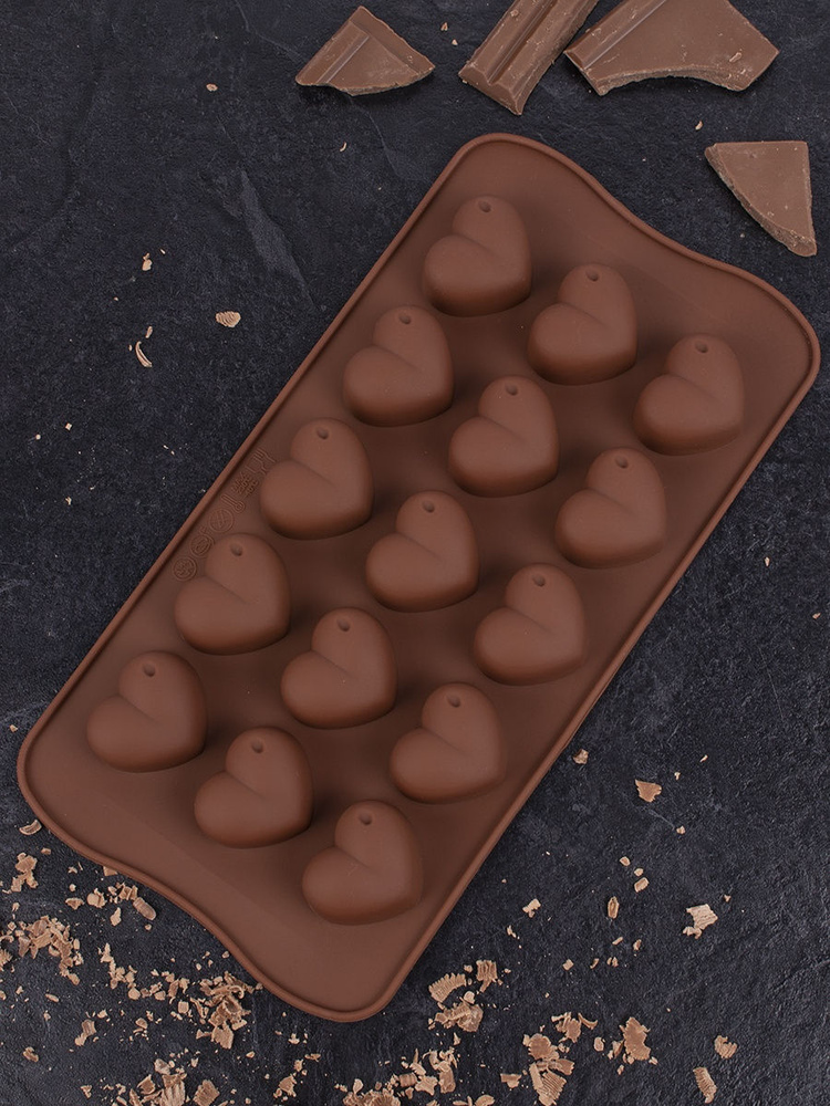 Форма для шоколада силикон "Сердца" 15 ячеек (3х2,5 см)_small