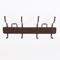 Вешалка «Плетёнка», 4 двойных крючка, 33 × 6 × 16 см, коричневая_small
